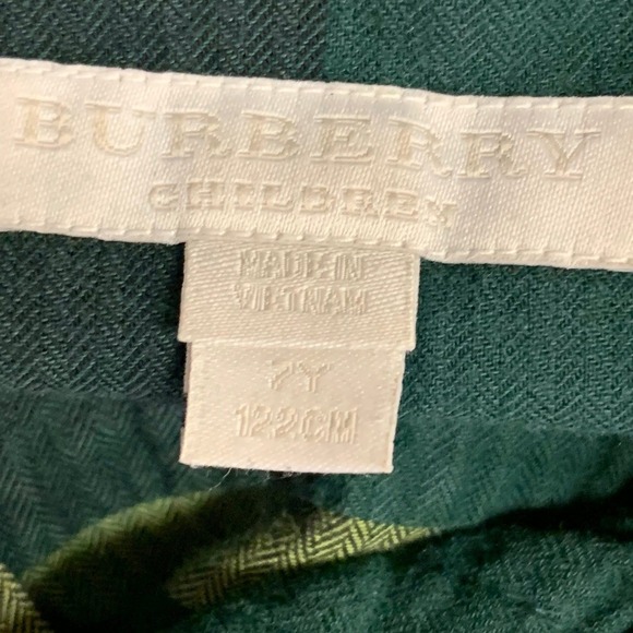 Burberry Kids Plaid Long Sleeve Button Up Shirt Green Grey Yellow Check Boys 7Y - Picture 10 of 16
